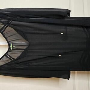 Elegant Black Sheer Dress with Drawstring